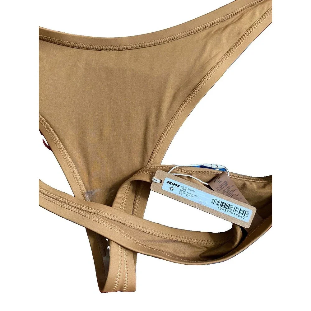 NWT Skims Swim Thong Bikini Bottom Womens 3XL Almond Brown High Cut Stretch